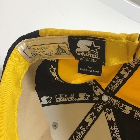 NEW Notre Dame Irish Football Hat Cap Starter Licensed Adjusts Navy Gray Gold - Picture 5 of 13